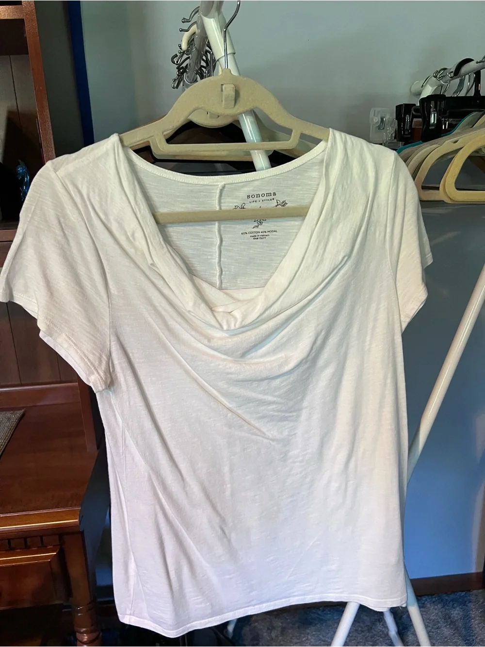 Sonoma Ivory Cowl Neck Short Sleeve Top
